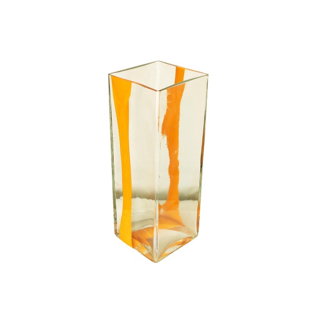 Large Orange and Clear Murano Glass Vase by Cardin for Venini, 1970s For Sale - Image 13 of 13