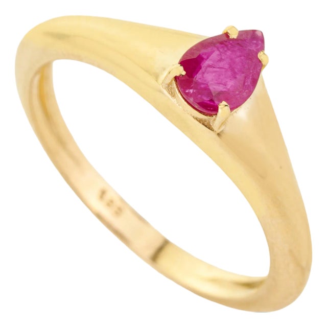14k Yellow Gold Prong Set Natural Ruby Ring Size 6.5 by VRJewels For Sale