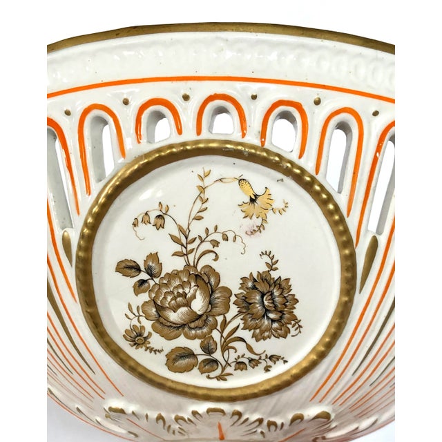 Early 20th Century French Porcelain Pedestal Open Work Easter Fruit Basket For Sale - Image 5 of 9