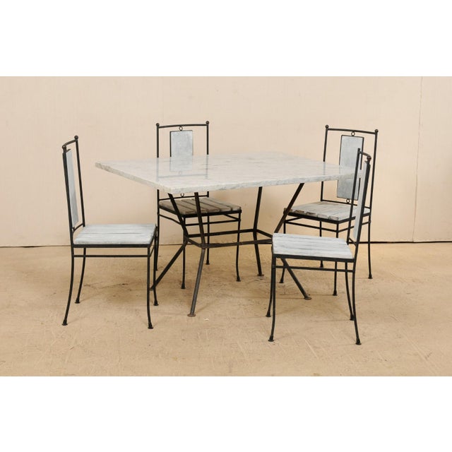 MidCentury Modern MarbleTop Patio Dining Set 5 Pieces Chairish