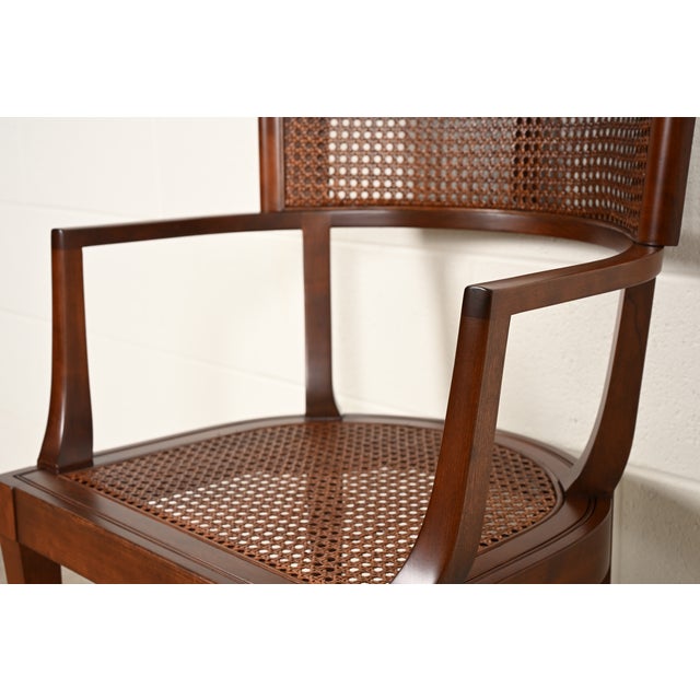 Michael Taylor for Baker Furniture Klismos Cherry Wood and Cane Armchair, Newly Refinished For Sale - Image 11 of 15