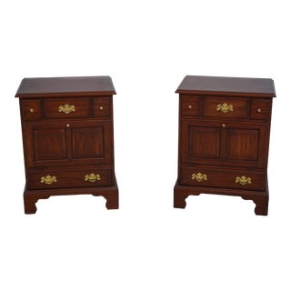 Pair Henkel Harris Fall Front Cherry McKenzie Nightstands For Sale