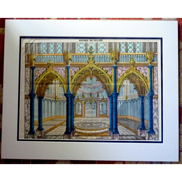 Ink Blue 1850s Napoleon III Era 20" X 16" French Toy Theater Backdrop, Gangel, Colportage Stamp For Sale - Image 8 of 8