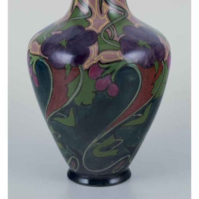 Art Nouveau Vase in Glazed Ceramic, South Holland, Zuid-Holland, Gouda, 1890s For Sale - Image 3 of 7
