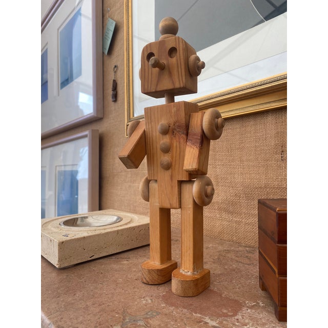 Folk Art Carved Wood Robot, Geometric Figure, Signed 1989 For Sale - Image 4 of 14