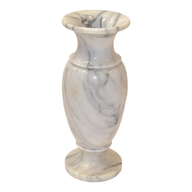 Art Deco Style 20th Century Hand-Carved Carrara Marble Vase Urn Vessel Italy For Sale