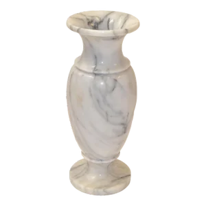 Art Deco Style 20th Century Hand-Carved Carrara Marble Vase Urn Vessel Italy