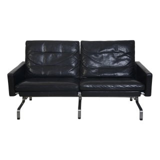 PK31 2-Seater Sofa in Black Elegance Leather by Poul Kjærholm, 2006 For Sale