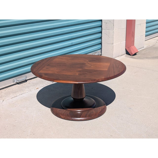Mid-Century Modern Vintage Mid Century Modern Solid Walnut Sculptural Pedestal Coffee Table For Sale - Image 3 of 5