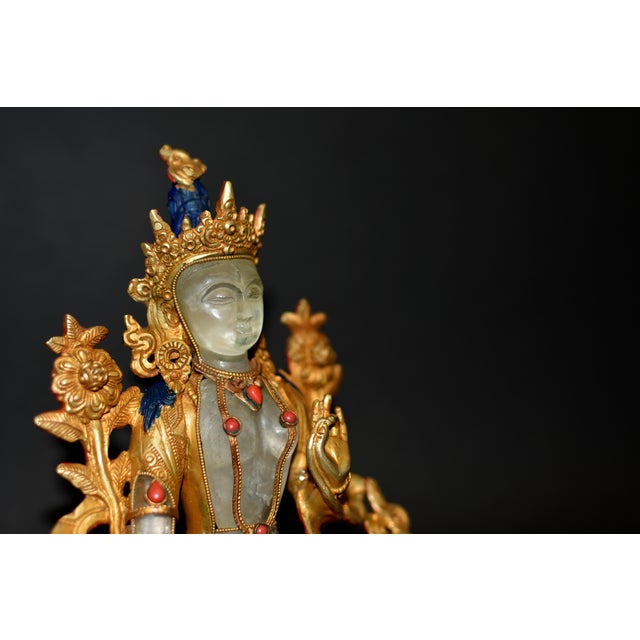 Rock Crystal White Tara Gilt Bronze Tibetan Authenticity Seal For Sale - Image 14 of 18
