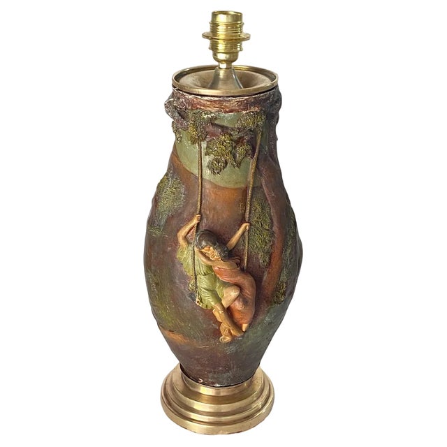 French Art Nouveau Ceramic Table Lamp by Georges Trinque, 1890s For Sale