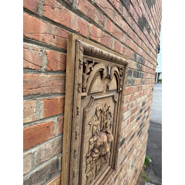 Wood Vintage French Wood Carved Panel For Sale - Image 7 of 8