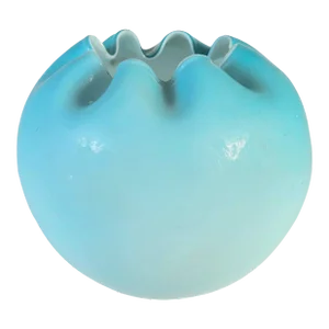 Ruffled Art Vase Rose Bowl Hand Blown Cased Glass 4.25"