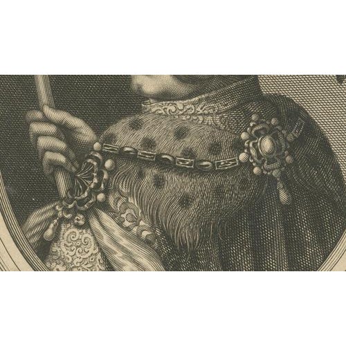 Black Nicolas de Larmessin, Grand Khan of Tartary Portrait, 1660, Engraving For Sale - Image 8 of 10
