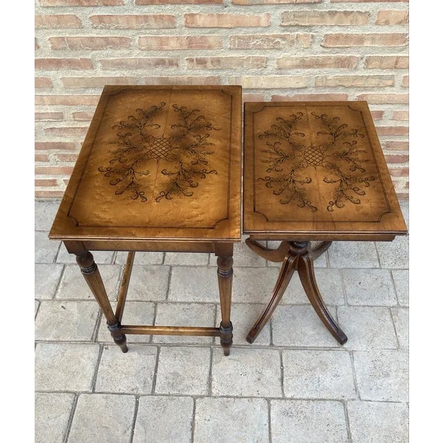 Marquetry Nesting Tables, Set of 2 For Sale - Image 13 of 18
