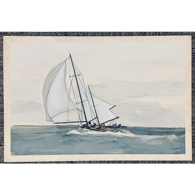 1960s 1964 Nautical Painting by Ken Crouse For Sale - Image 5 of 6