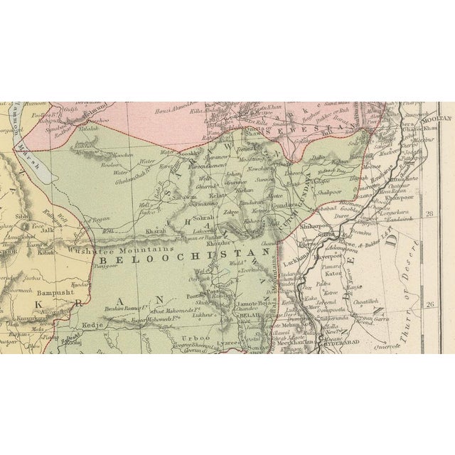 Black Antique Map of Afghanistan and Beloochistan Blacks Atlas, 1884 For Sale - Image 8 of 10