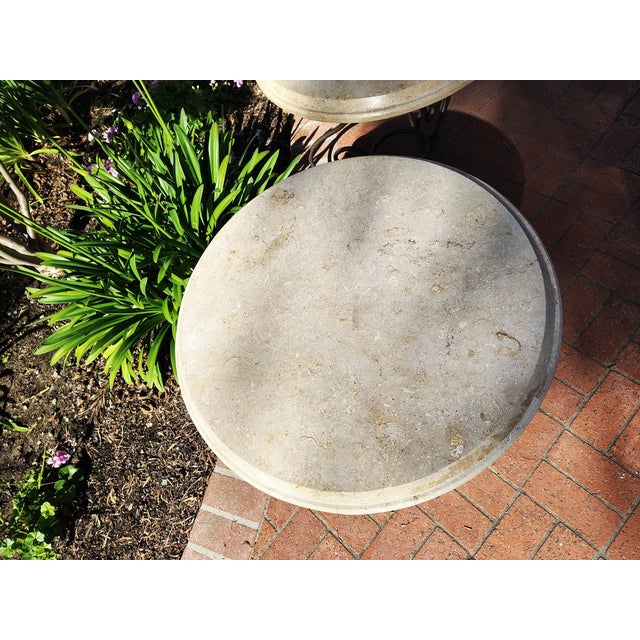 A Pair of Travertine Stone Top Iron Side Tables For Sale - Image 10 of 18