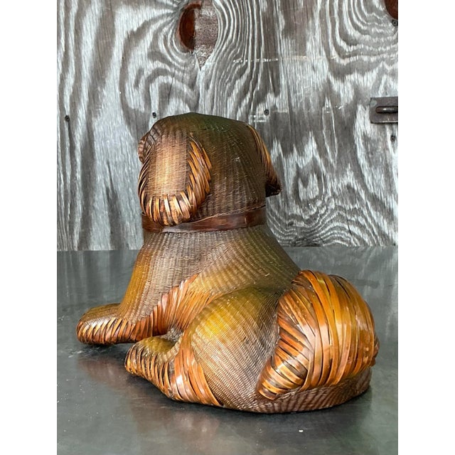 Brown Vintage Shanghai Handicrafts Weave Dog For Sale - Image 8 of 11