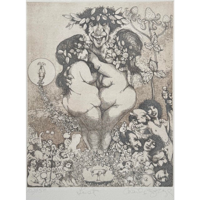 Charles Bragg Seven Deadly Sins Signed Engraving Print - Lust