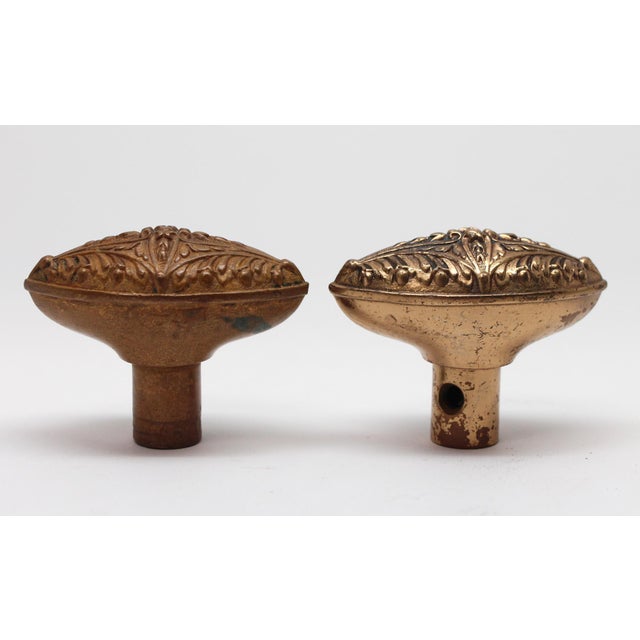 Antique Norwalk Bronze Marquise Oval Door Knobs For Sale - Image 4 of 5