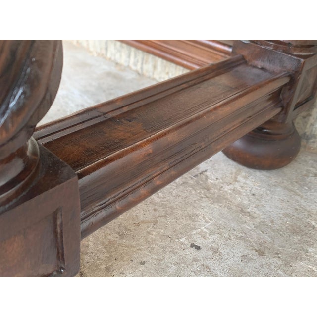 19th Century Spanish Low Console Table With Solomonic Legs & Two Carved Drawers For Sale - Image 9 of 11