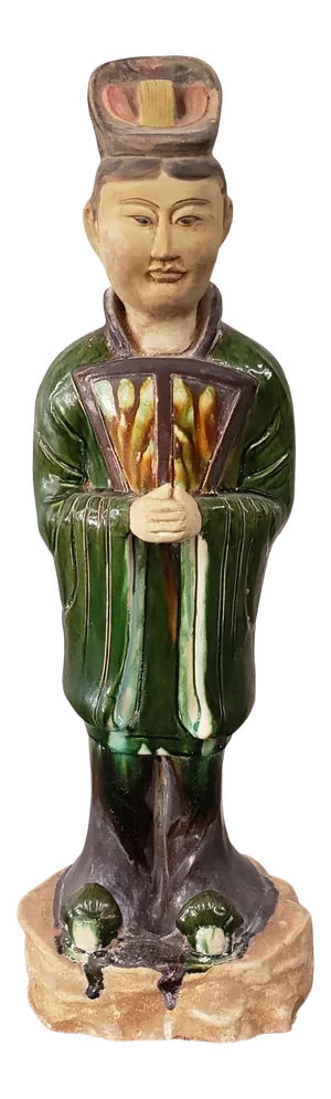 Mid 20th Century Chinese Tang Dynasty Style Sancai Glazed Clay Court Lady Minqi Statue