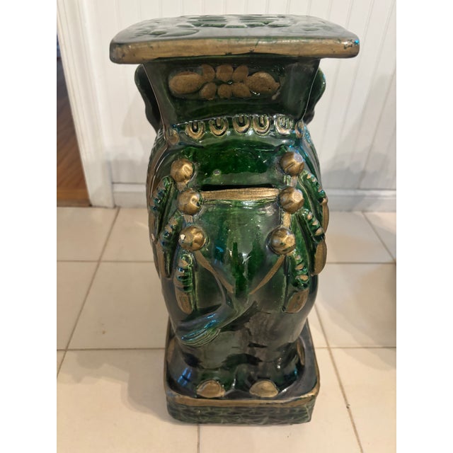 1960s Glazed Terra Cotta Elephant Garden Seats--a Pair For Sale - Image 5 of 12