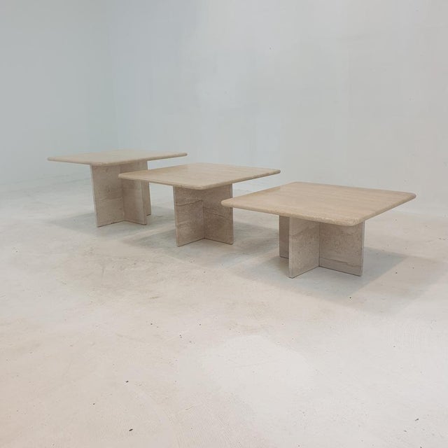 Italian Travertine Coffee Tables, 1980s, Set of 3 For Sale - Image 4 of 18