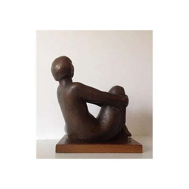 Wood C1961 Austin Productions American Regional Female Sculpture Ala Dust Bowl Era With Angst For Sale - Image 7 of 11