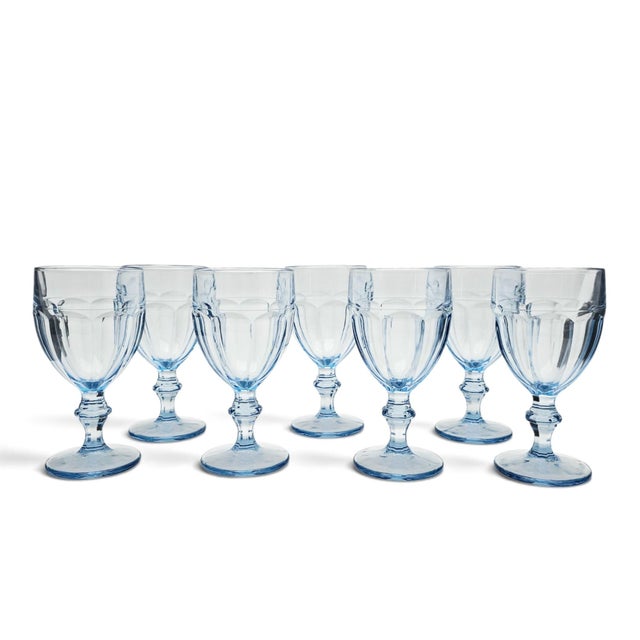 Mid 20th Century Mid 20th Century Libbey Gibraltar Misty Blue DuraTuff Goblets Set of 7 For Sale - Image 5 of 15