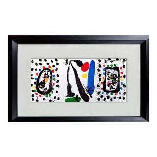 Joan Miro Hand Signed Triptych Lithograph Original 1959 w/Cat.Ref & Frame Included For Sale