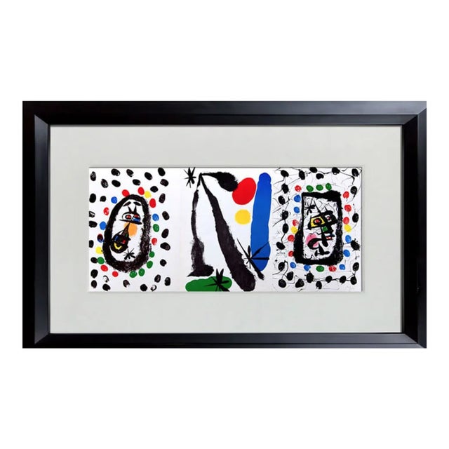 Joan Miro Hand Signed Triptych Lithograph Original 1959 w/Cat.Ref & Frame Included For Sale