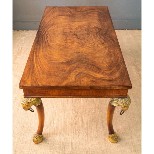 Giltwood Rams Head and Hoofed Saber Leg Burlwood Coffee Table For Sale - Image 9 of 18