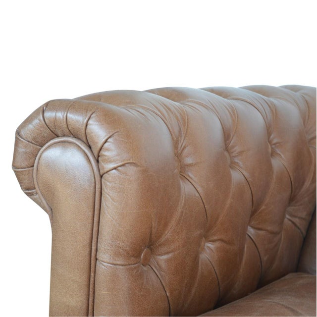 2020s Two-Seater Leather Sofa With Tufted Detailing For Sale - Image 5 of 6