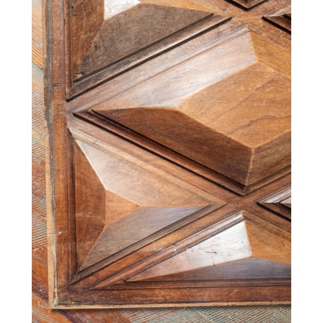 19th Century Sculptural Geometric Walnut Carved Furniture Panel Wall Decoration For Sale In New York - Image 6 of 10