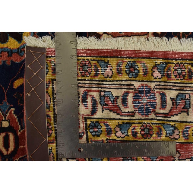 Varamin Rug 10’1” X 13’7” Blue Wool Vintage Traditional Hand-Knotted Carpet For Sale - Image 14 of 14