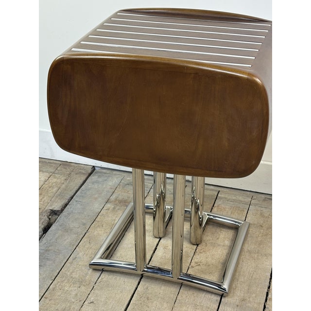 Art Deco Boston End Table in Hevea Wood and Chrome Metal, 2000s For Sale - Image 9 of 11