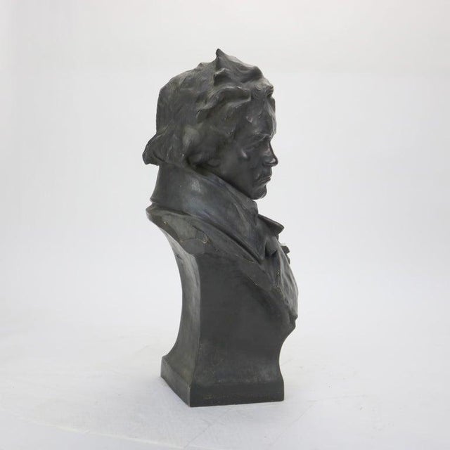 Antique Terra Cotta Life Sized Bust of Beethoven Signed C1890 For Sale - Image 10 of 12