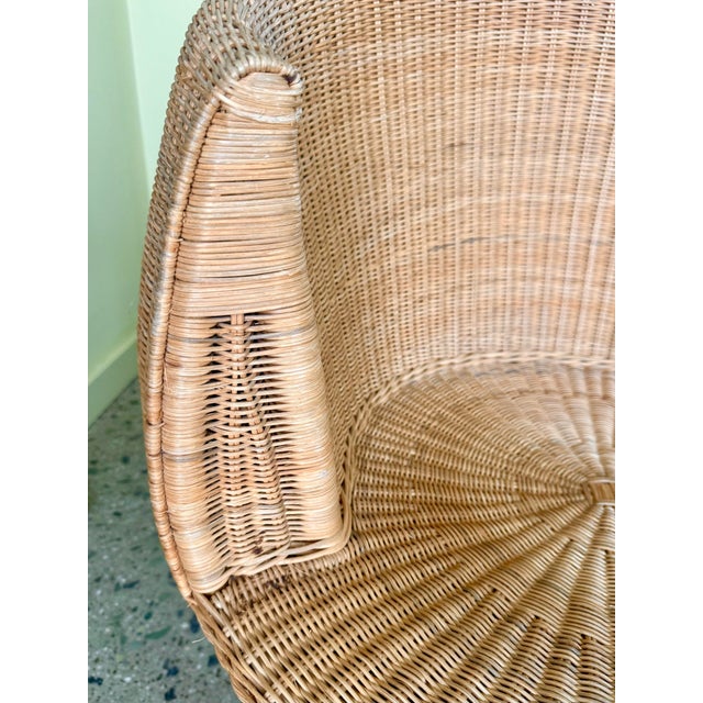 1970s Eero Aarnio Style Swivel Rattan Barrel Pod Chair Pair For Sale In Los Angeles - Image 6 of 9
