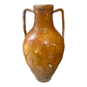 Colossal 19th C. Italian Ochre Glazed Terracotta Olive Oil Jar #3 53”h