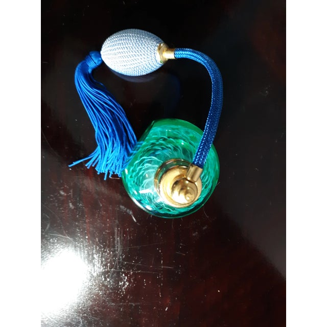 1990s Art Glass Imports Green & Blue Golden Accent Perfume Optimizer For Sale - Image 9 of 10