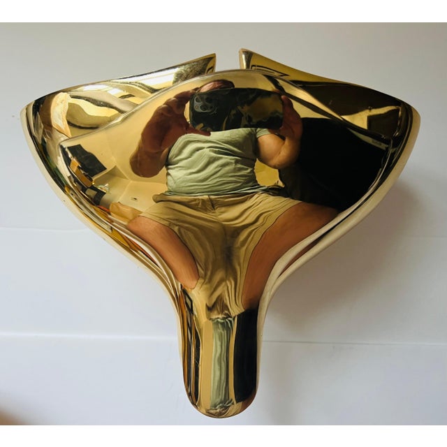 Gold Pair of Fratelli Martini Bronze Floral Italian 1980s Wall Lamps (5) For Sale - Image 8 of 12