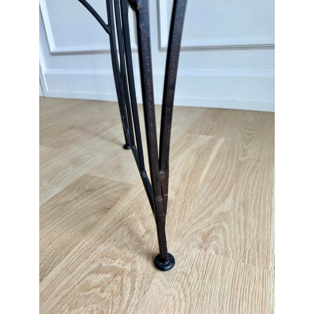 Metal Vintage French Hand Forged Wrought Iron Vanity Bench, Heavy For Sale - Image 7 of 10