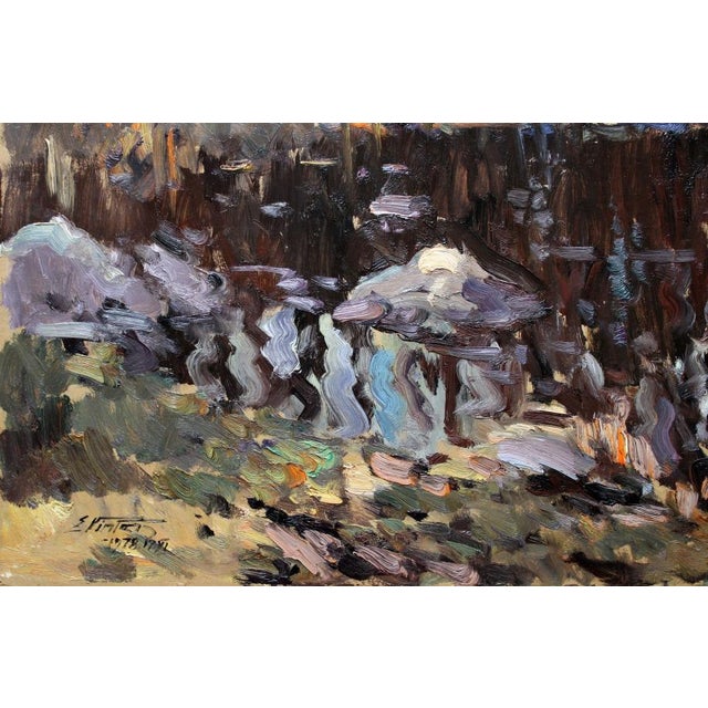 Edgars Vinters, Sunny Autumn Day, 1978, Oil on Cardboard For Sale - Image 8 of 10
