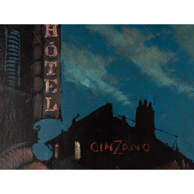 R. Marien, Pigalle in the Night, Oil on Wooden Plate, Framed For Sale - Image 4 of 10
