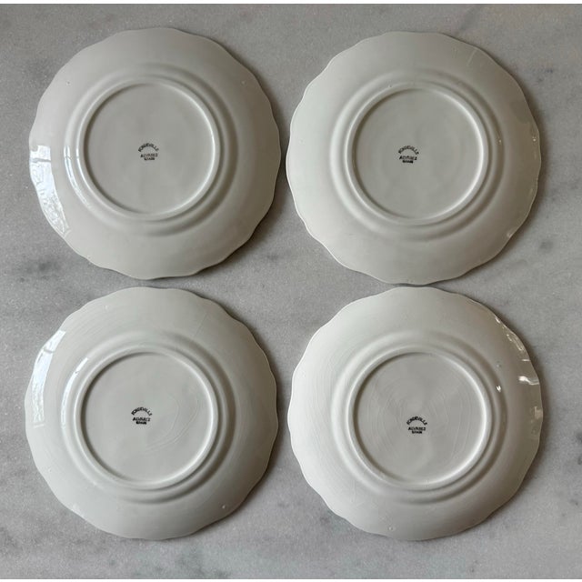 Mid 20th Century Set of 4 Vintage Fondeville Alvarez Strawberry Majolica Plates For Sale - Image 5 of 11