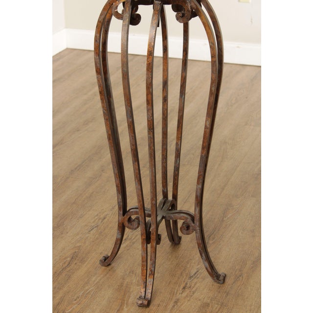 Vintage Scroll Wrought Iron Glass Top Pedestal Stand Chairish