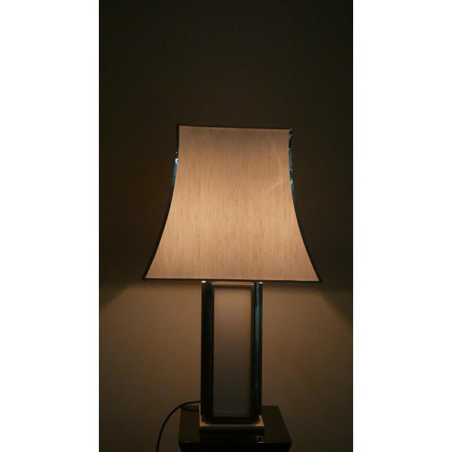 Mid-Century Modern Brass, Steel, and Acrylic Glass Table Lamp, Italy, 1970s For Sale - Image 3 of 11