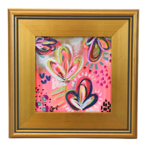 Colorful Vibrant Abstract Impressionist Painting Including the Antiqued Gold Wood Frame